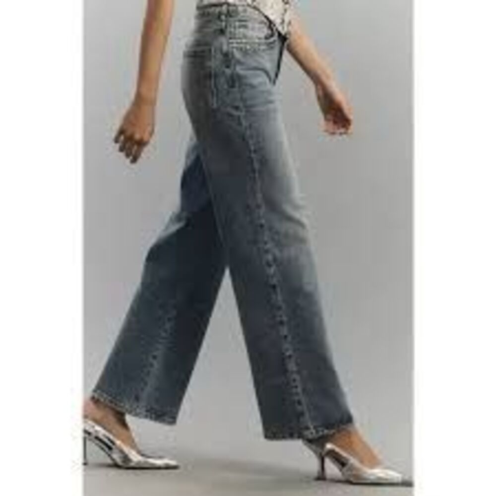 Pilcro by Anthropologie Austyn High Rise Wide Leg Rhinestone Embellished Denim J